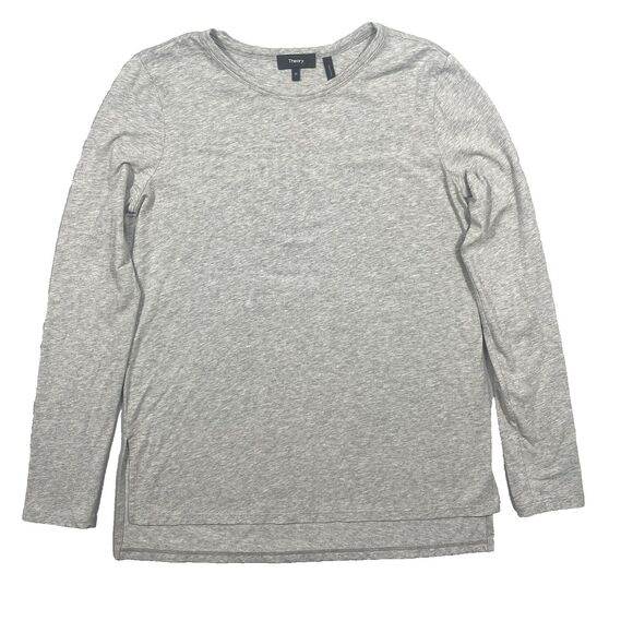 Theory Tops - Theory Womens Gray Pima Cotton Long Sleeve Tee Shirt Sz M Made in Peru Basic